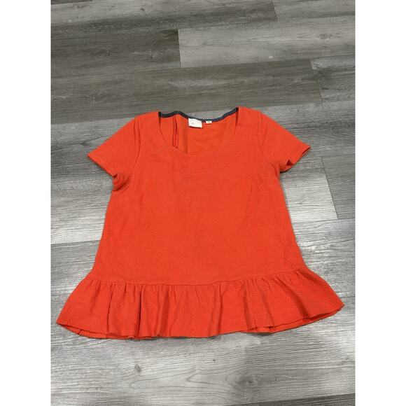 Anthropologie Postmark Ruffle Blouse Bright Orange Size M - Picture 1 of 3